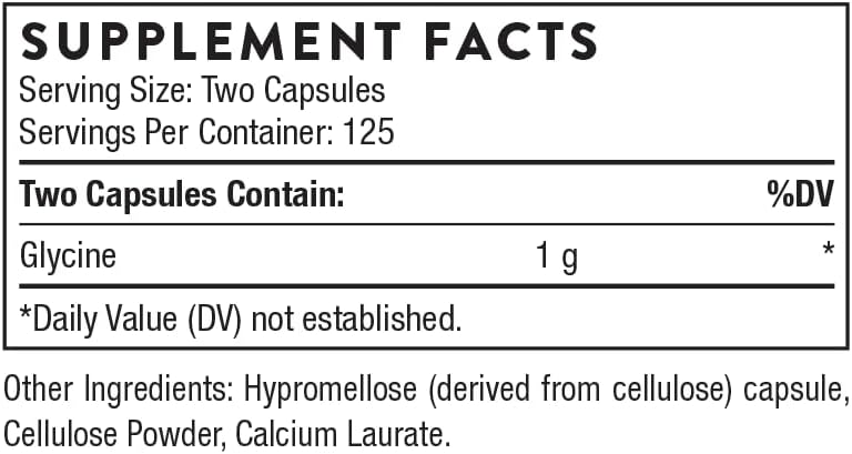 Thorne Glycine, Amino Acid Supplement, 1 g per Serving, 250 Capsules