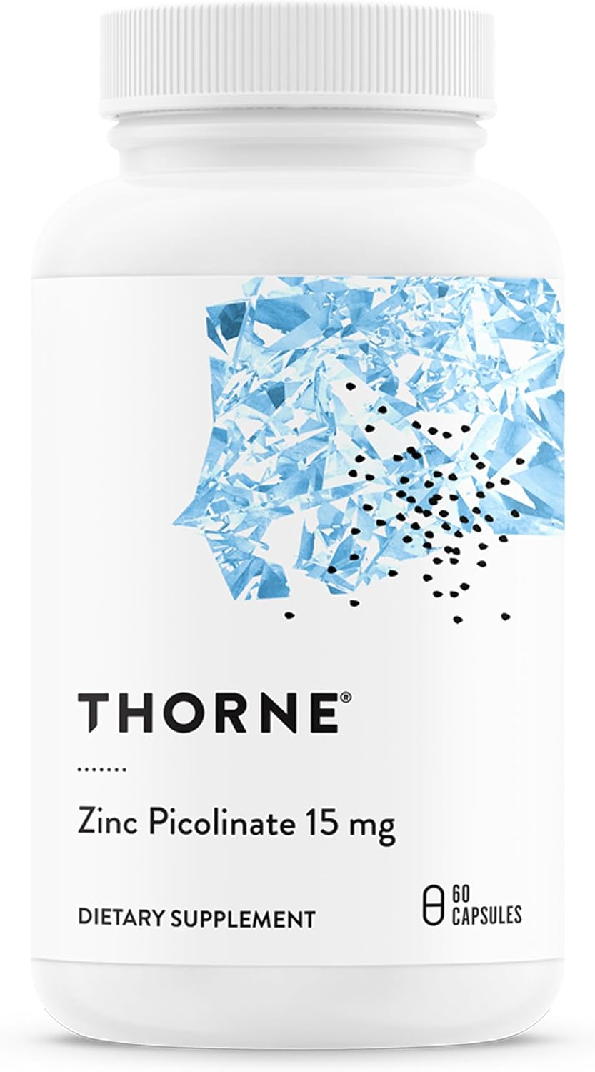 Thorne Zinc Picolinate 15 mg, Highly Absorbable Zinc, 60 Capsules