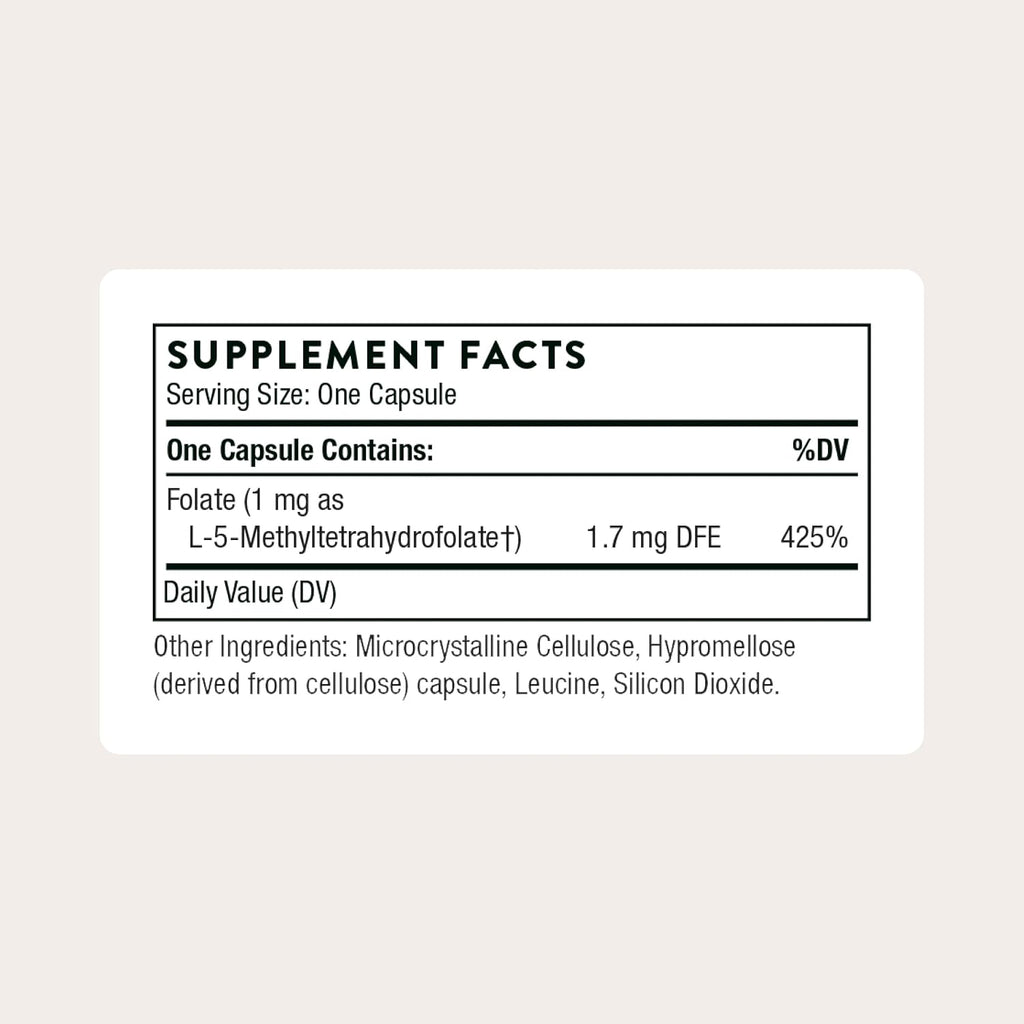Thorne 5-MTHF 1 mg, Active Methylfolate Vitamin B9 Supplement