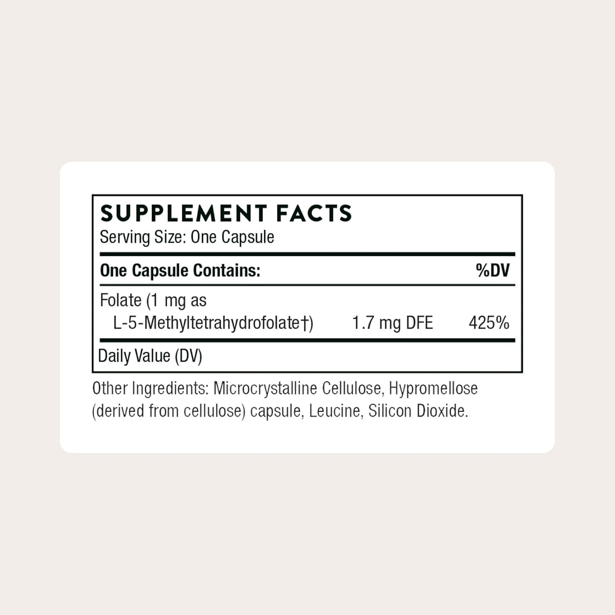 Thorne 5-MTHF 1 mg, Active Methylfolate Vitamin B9 Supplement