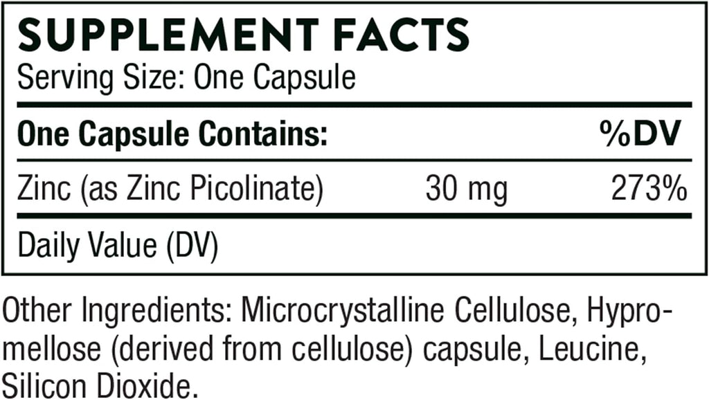 Thorne Zinc Picolinate 30 mg, Highly Absorbable Zinc