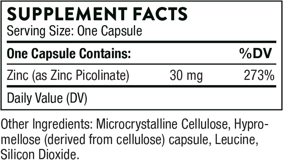 Thorne Zinc Picolinate 30 mg, Highly Absorbable Zinc