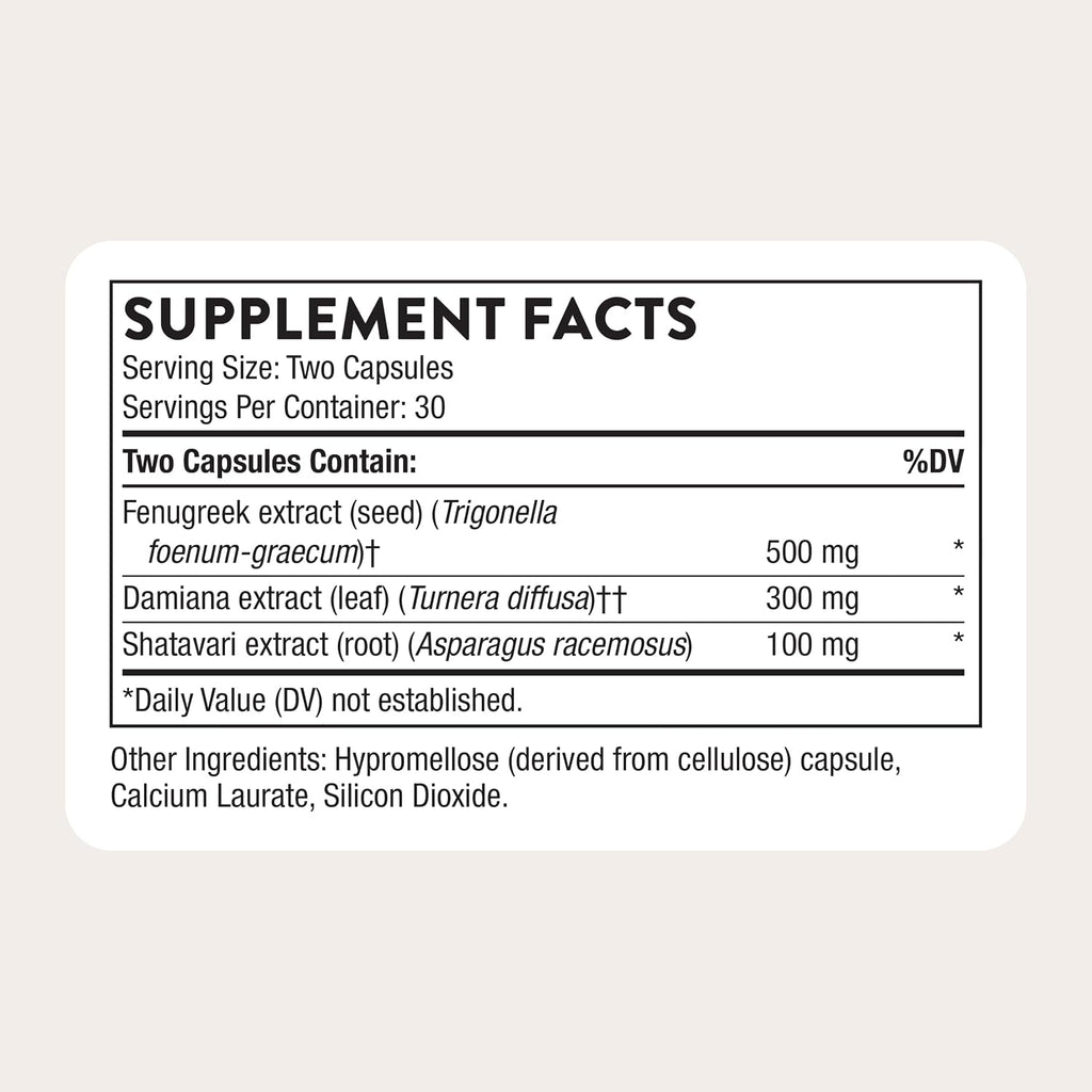 Thorne Women's Libido Boost, Fenugreek, Damiana & Shatavari, 60 Capsules