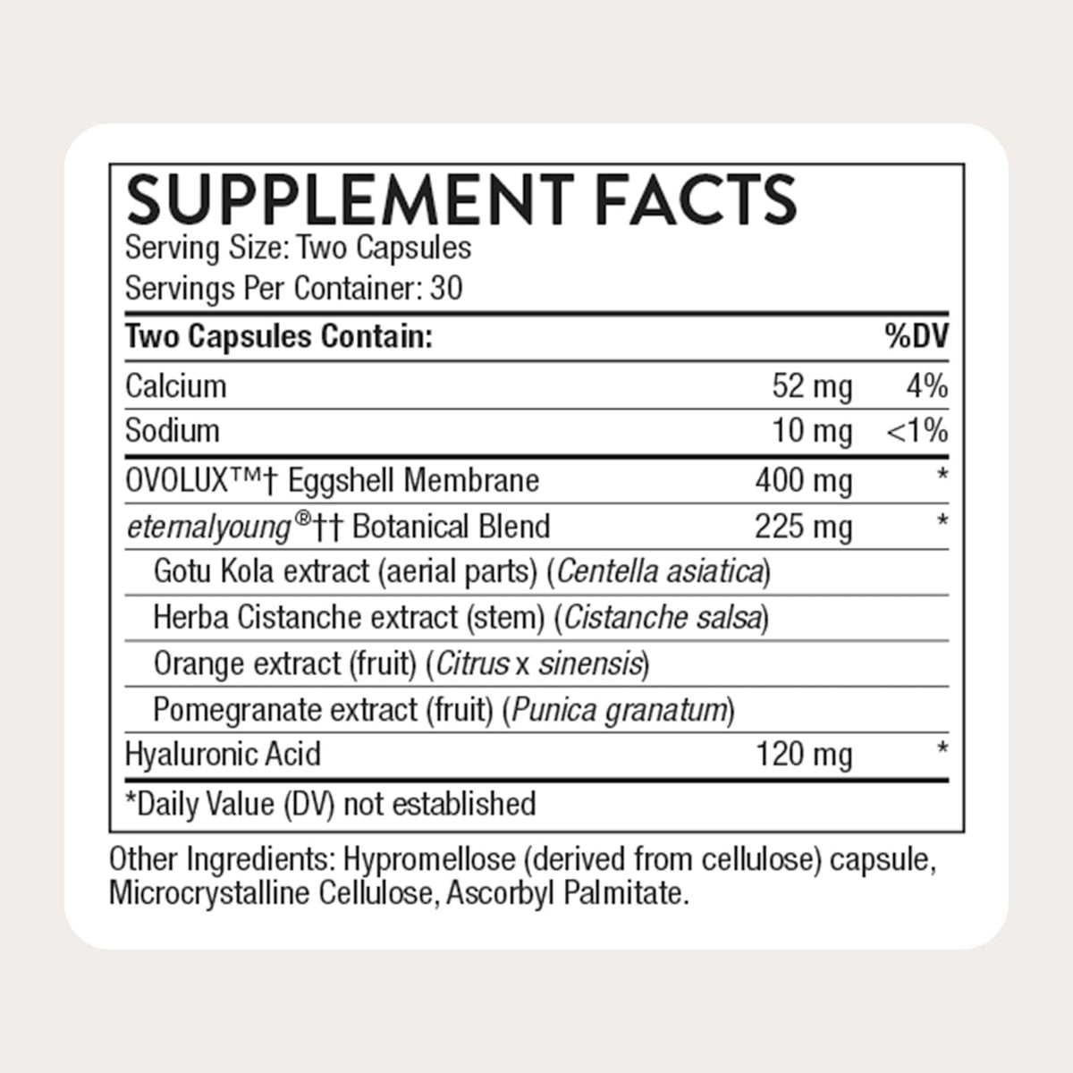 Thorne Radiant Skin Complex, Hyaluronic Acid & Ovolux, 60 Capsules