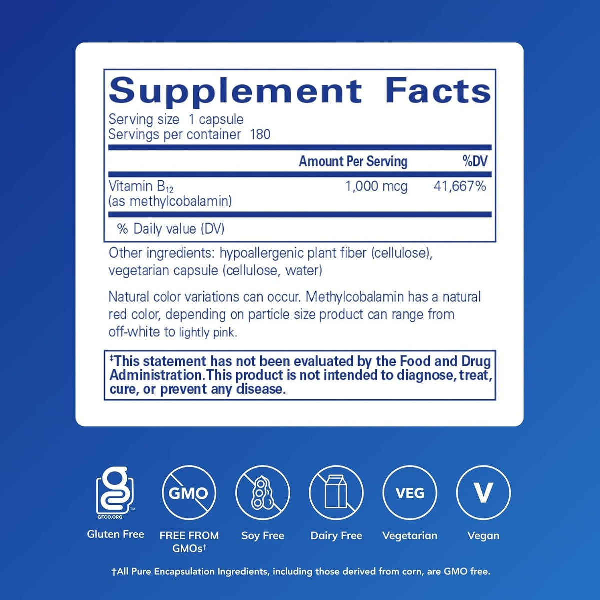 Pure Encapsulations Methylcobalamin 1,000 mcg