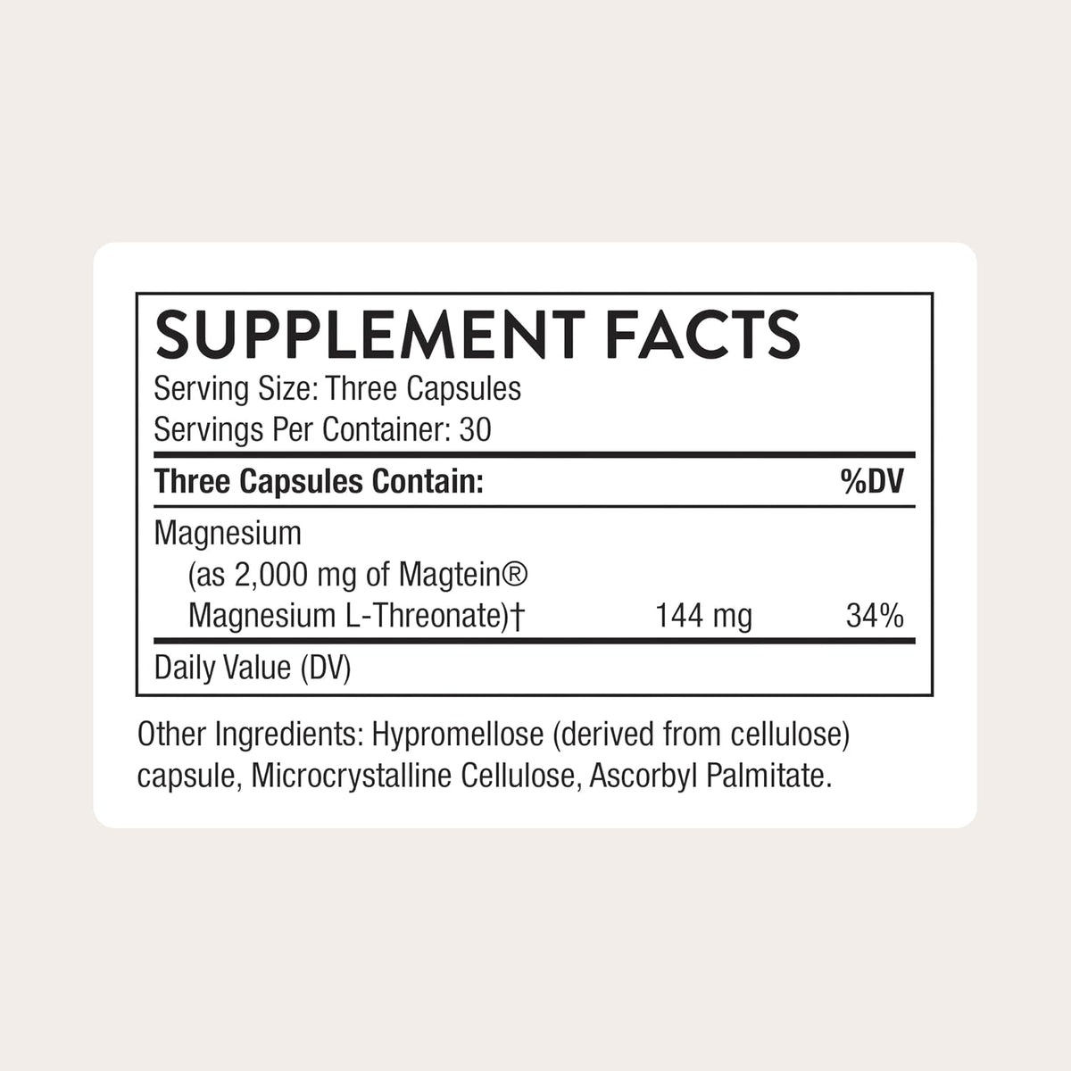 Thorne Cognitive Vitality, Magtein Magnesium L-Threonate, 90 Capsules