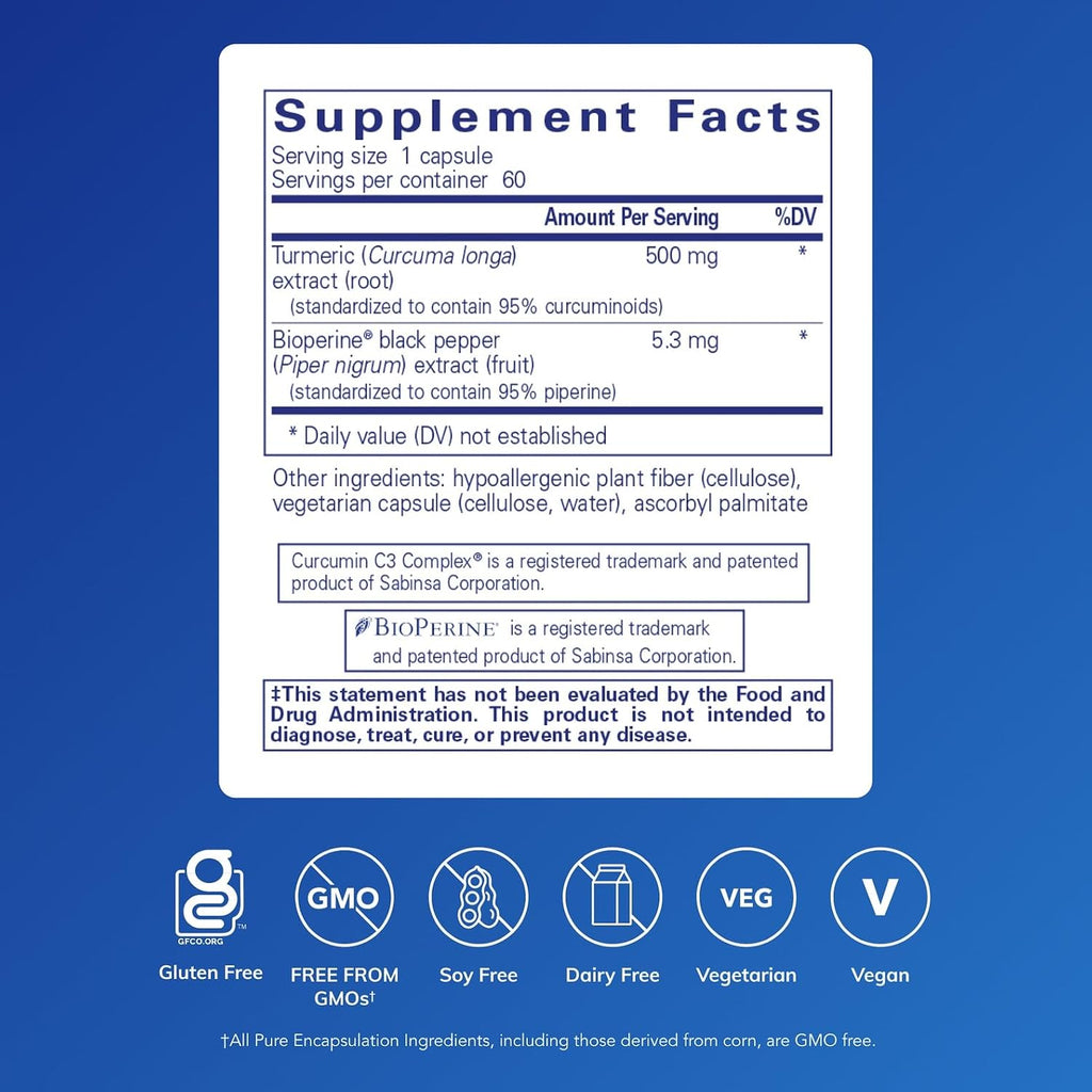 Pure Encapsulations Curcumin 500 with Bioperine