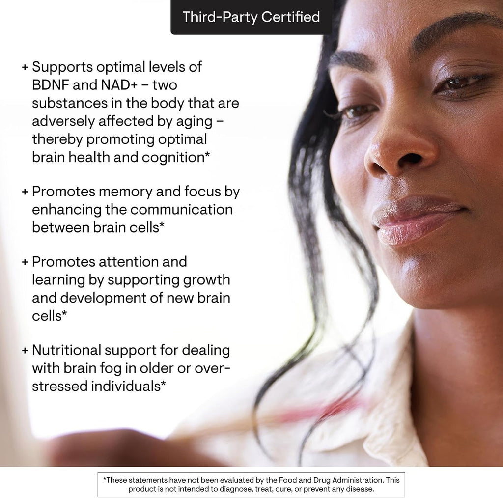 Thorne Brain Factors, Brain Health Supplement with Nicotinamide Riboside, Coffee Fruit Extract & Betaine Anhydrous, Supports Learning, Memory & Cognition*, Third-Party Certified, 30 Capsules