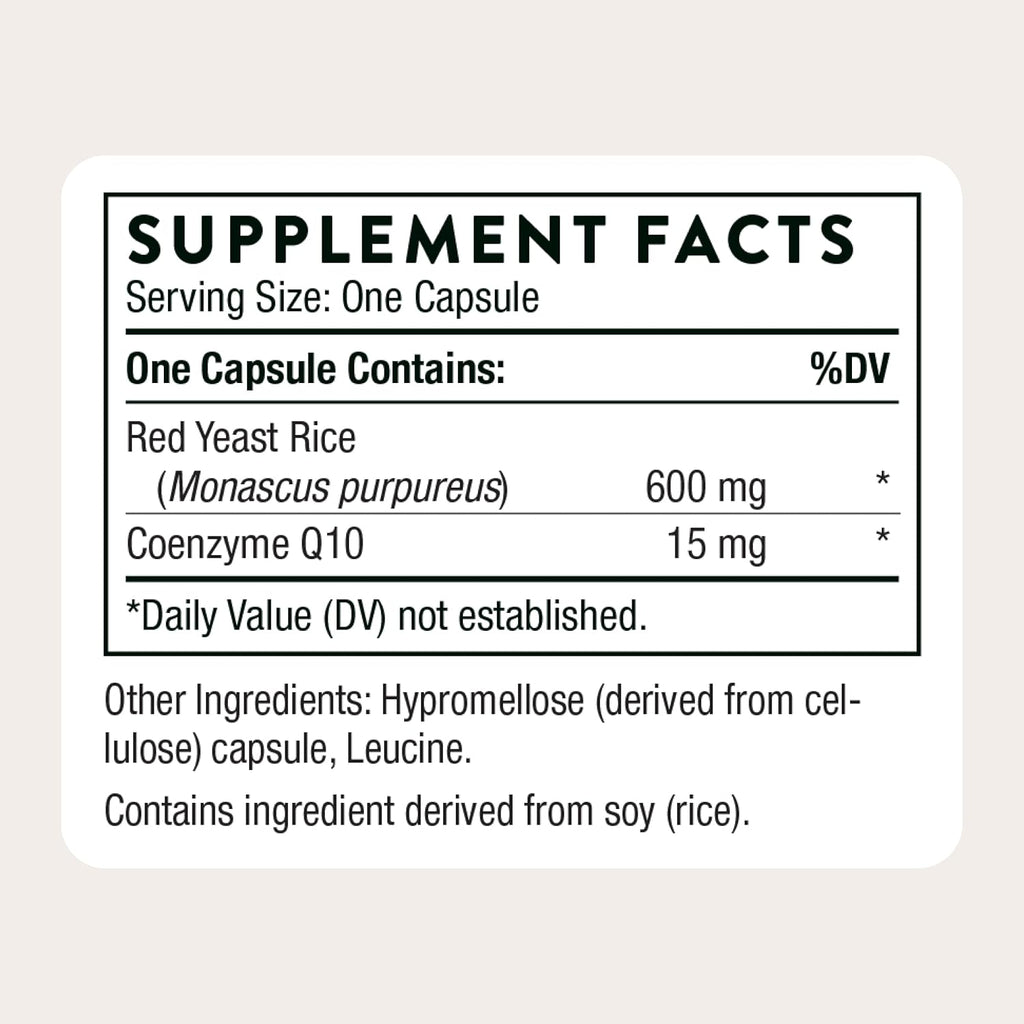 Thorne Red Yeast Rice + CoQ10, Provides Antioxidant Support*, 120 Capsules
