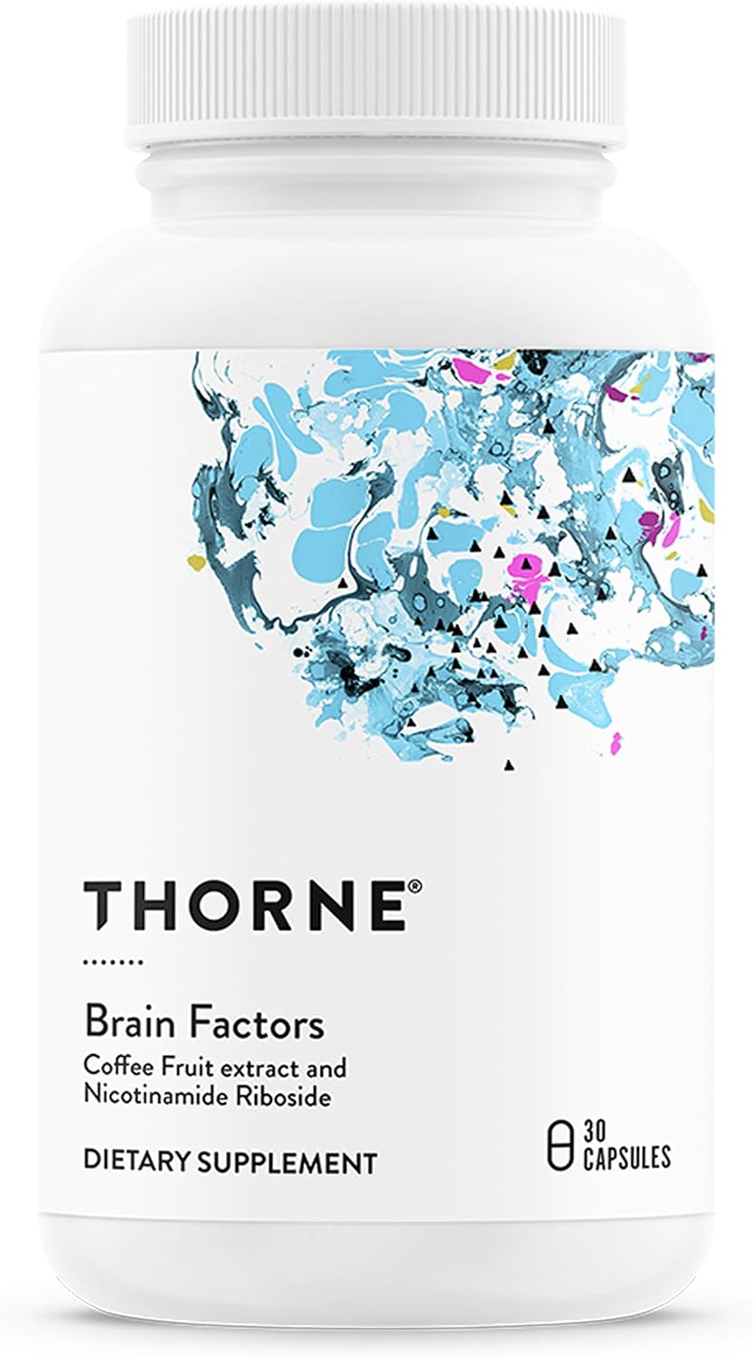Thorne Brain Factors, Brain Health Supplement with Nicotinamide Riboside, Coffee Fruit Extract & Betaine Anhydrous, Supports Learning, Memory & Cognition*, Third-Party Certified, 30 Capsules
