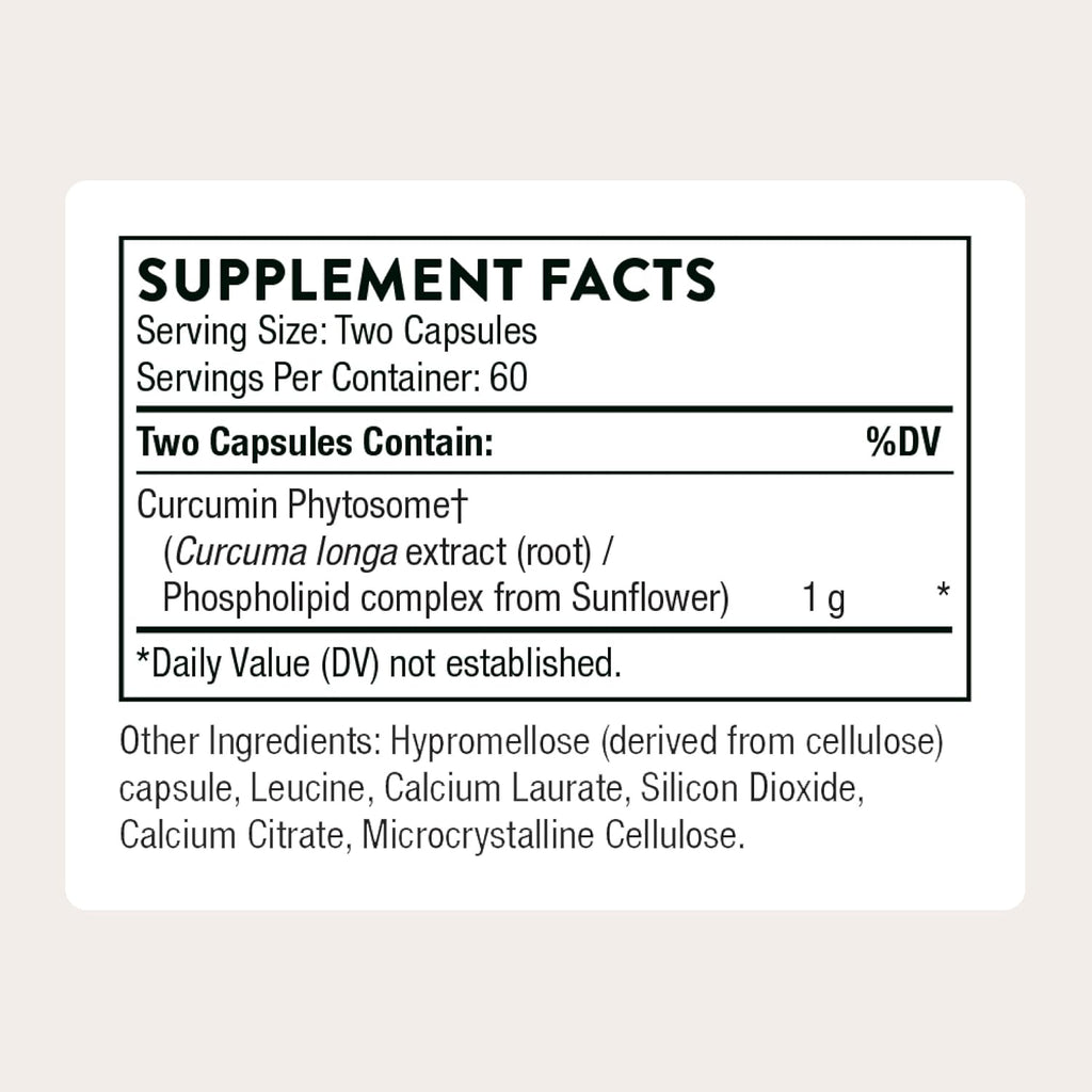 Thorne Curcumin Phytosome, 1,000 mg Curcumin Supplement, 120 Capsules