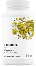 Thorne Vitamin K, Vitamins K1 and K2 (as MK-4 and MK-7), 60 Capsules