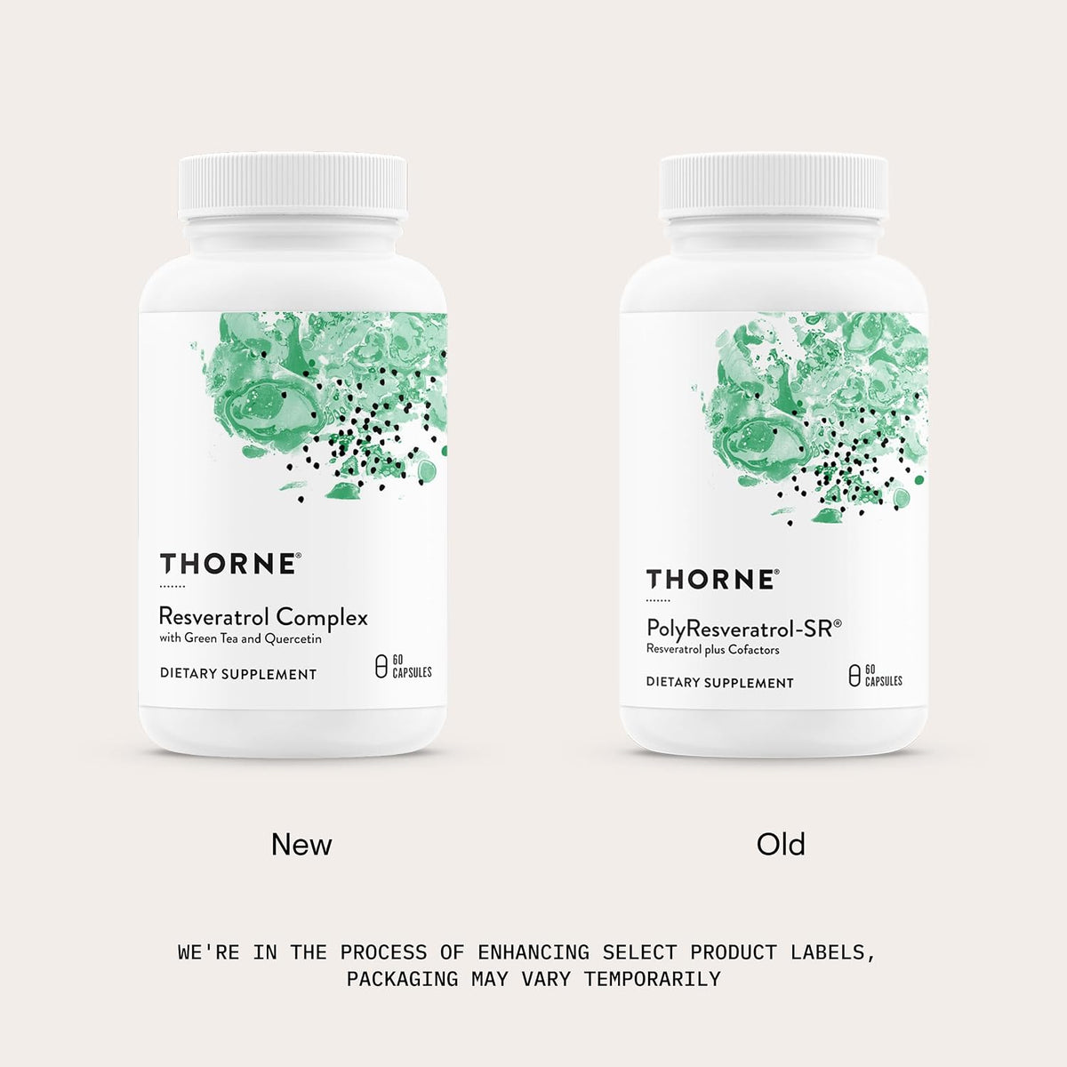 Thorne Resveratrol Complex, Supports Healthy Aging*, Trans-Resveratrol Supplement with Green Tea, Quercetin & Curcumin Phytosome, Third-Party Certified, Gluten, Dairy & Soy-Free, 60 Capsules
