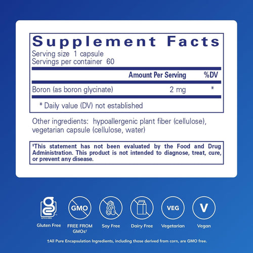 Pure Encapsulations Boron (Glycinate), 60 Capsules