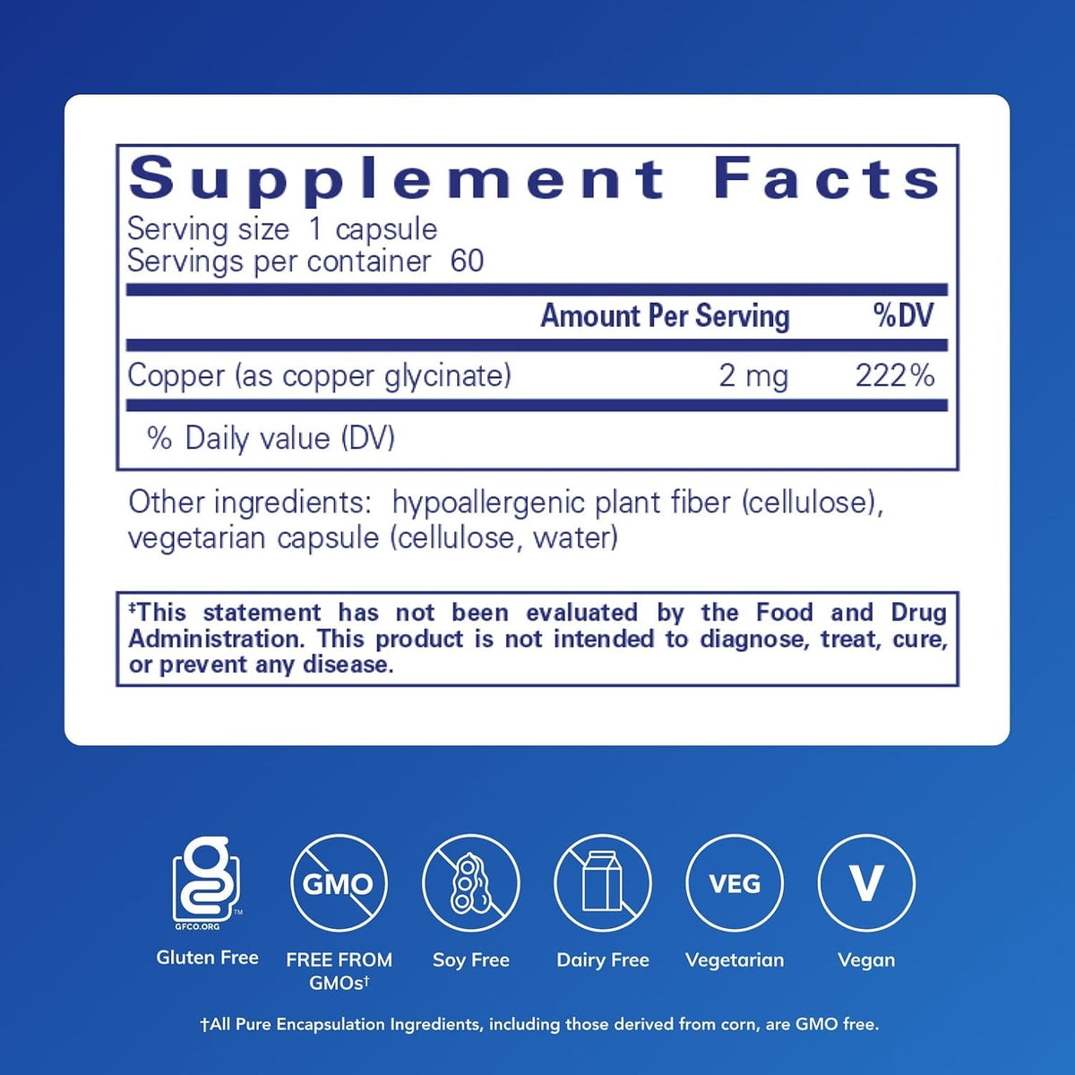 Pure Encapsulations Copper (Glycinate), 60 Capsules