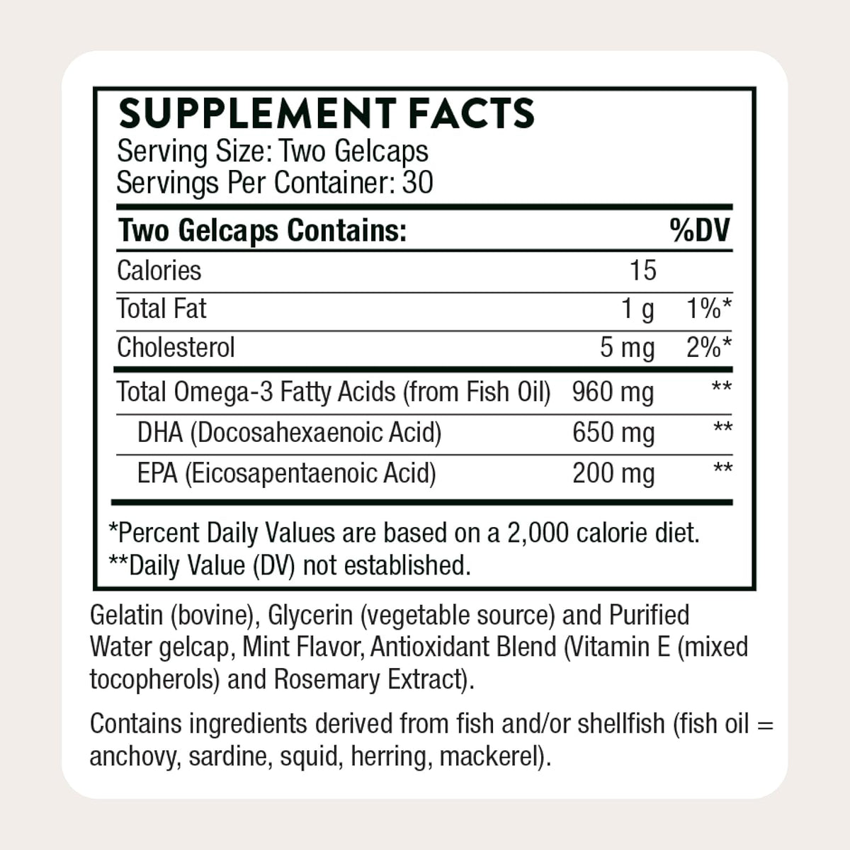 Thorne Prenatal DHA, Omega-3 Fish Oil with EPA & DHA, 60 Softgels
