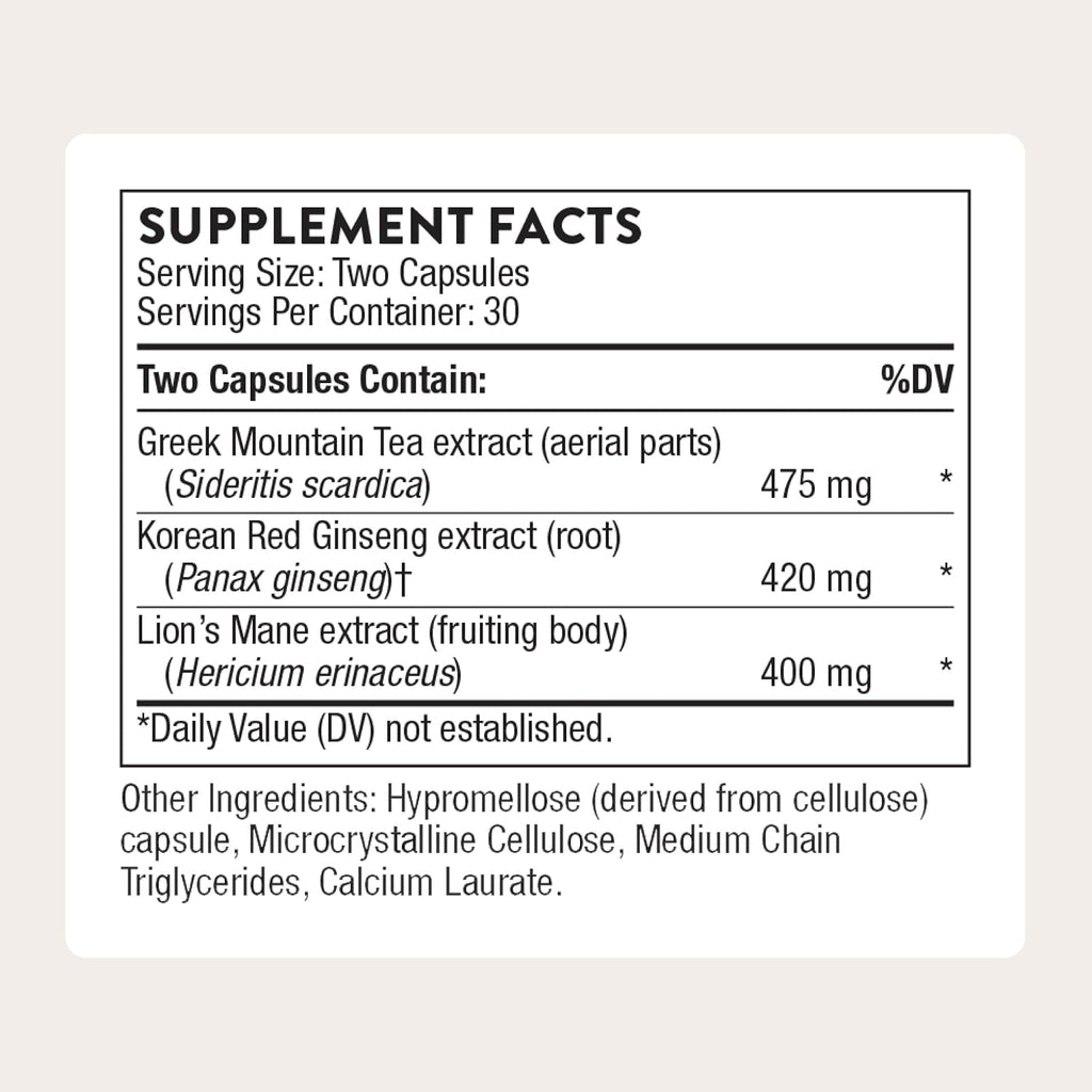 Thorne Ginseng Plus, Korean Red Ginseng & Lion's Mane, 60 Capsules