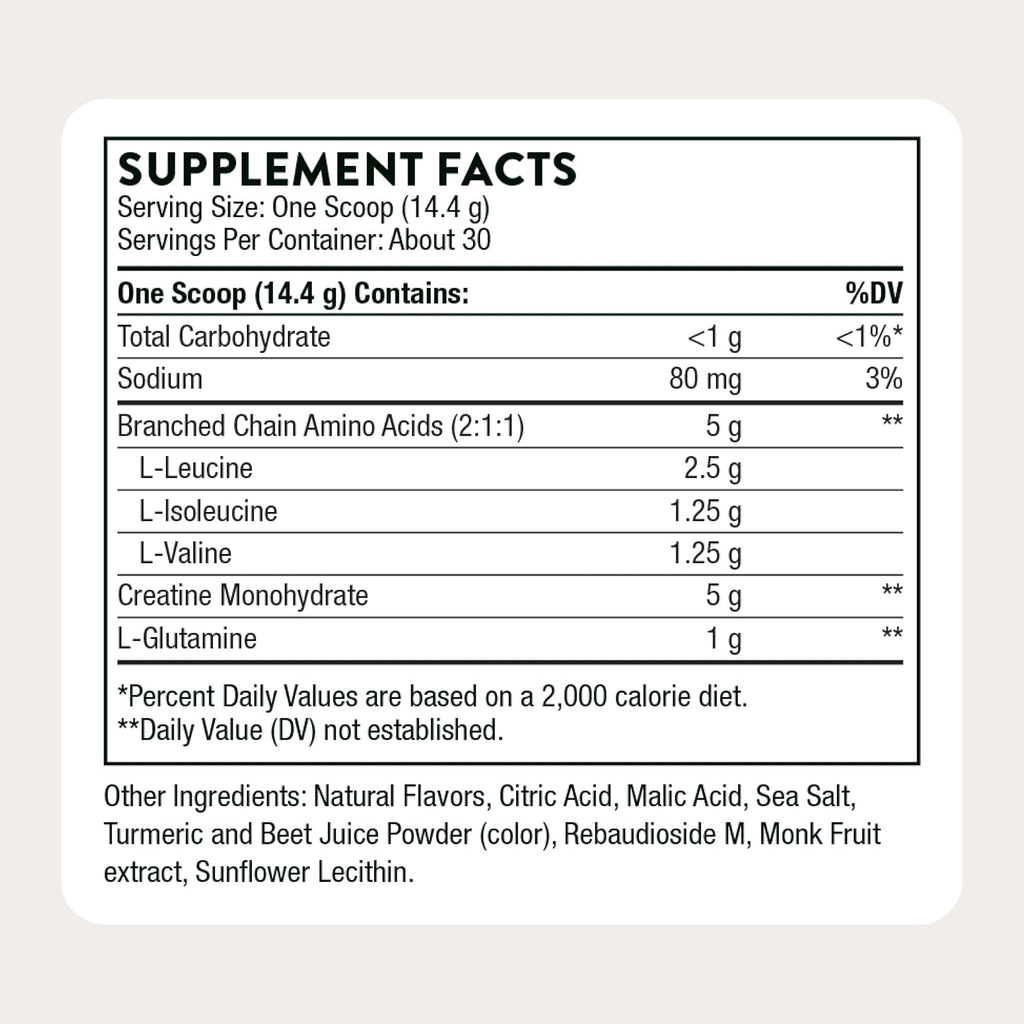 Thorne Creatine + BCAAs, 5 g Creatine Monohydrate & 5 g BCAAs, 30 Servings