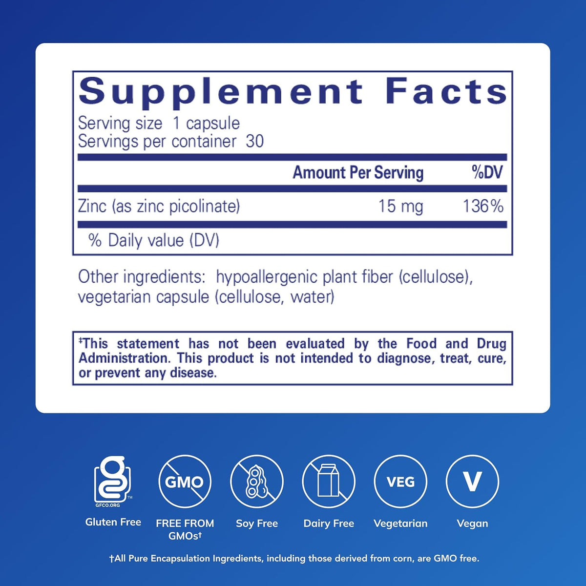 Pure Encapsulations Zinc 15 mg