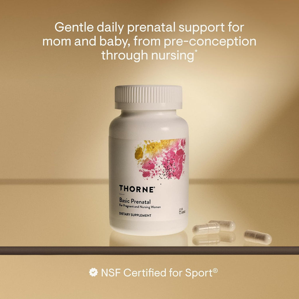 Thorne Basic Prenatal, Includes Active Folate, Choline & Iron, 90 Capsules