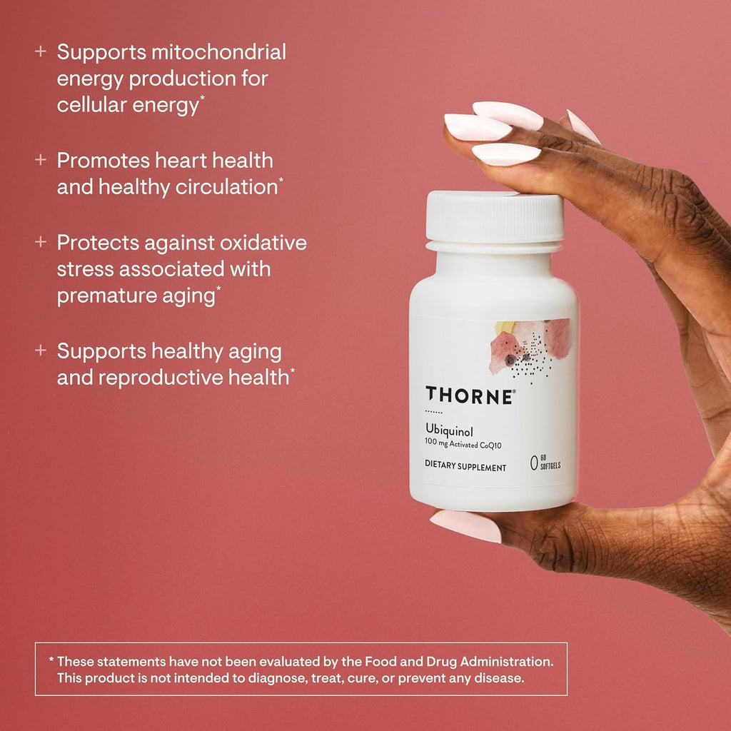Thorne Ubiquinol, Coenzyme Q10 (CoQ10) 100 mg Supplement, 60 Softgels